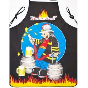 Kuchynská zástera - hasič čierna