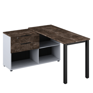 Rohový PC stôl, sivá/betón tmavý, KLAUDIUS TYP 8