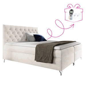 Boxspringová posteľ, 160x200, biela látka Velvet, GULIETTE + darček