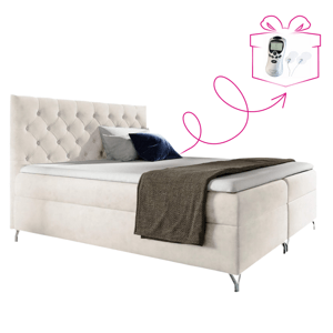 Boxspringová posteľ, 180x200, biela látka Velvet, GULIETTE + darček