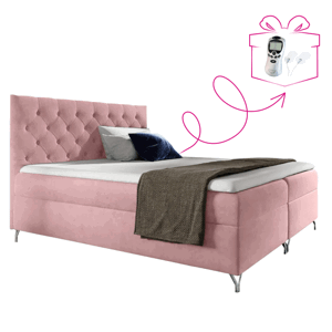 Boxspringová posteľ, 160x200, ružová látka Velvet, GULIETTE + darček