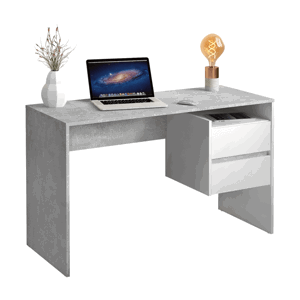 PC stôl, betón/biely, TULIO NEW