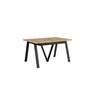 Jedálenský rozkladací stôl, 140-290x90 cm, dub wotan/čierna, AVENY