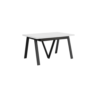 Jedálenský rozkladací stôl, 140-290x90 cm, matná biela/čierna, AVENY