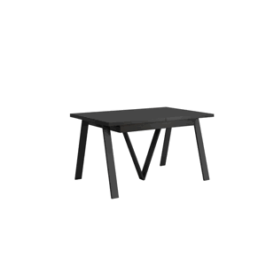 Jedálenský rozkladací stôl, 140-290x90 cm, matná čierna/čierna, AVENY