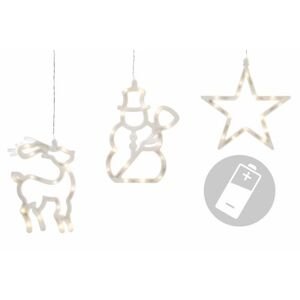 Nexos 32549 Vianočné dekorácie na okno - hviezda, snehuliak, sob - studená biela
