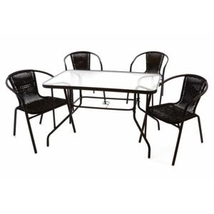 Garthen 37023 Záhradný polyratanový set - 4 stoličky a sklenený stôl