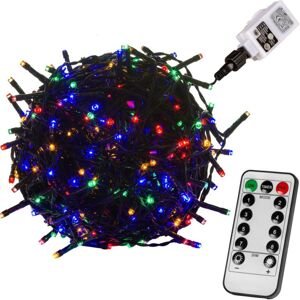VOLTRONIC® 59745 Vianočné LED osvetlenie 20 m - farebná 200 LED + ovládač - zelený kábel