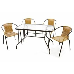 Garthen 37024 Záhradný set polyratanový 4 stoličky a sklenený stôl