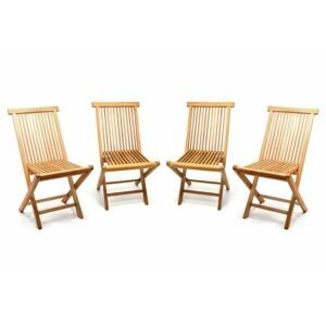 Divero 57023 Sada 4 kusov - záhradné skladacie stoličky - teakové drevo