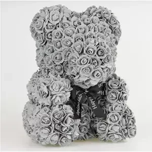 Medvedík z ruží - Sivý 38 cm, Šedá Základné balenie