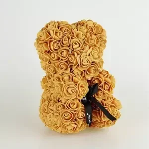 Medvedík z ruží - Marhuľová 25 cm, Základné balenie Zlatá