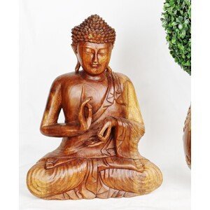 Drevená Socha - Sediaci Budha 30 cm