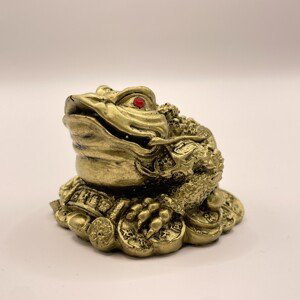 Soška Feng Shui - Trojnohá žaba sediaca na minciach