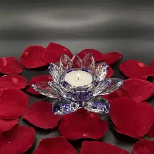 Krištáľové sklo - Svietnik lotosový kvet Basic, Fialová