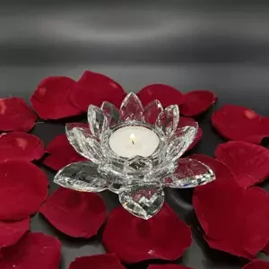 Krištáľové sklo - Svietnik lotosový kvet Basic, Bílá