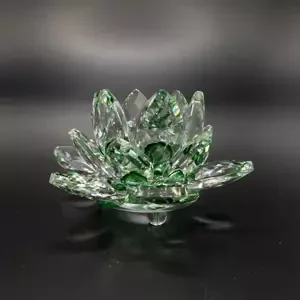 Krištáľové sklo - Lotosový kvet Mini, Zelená