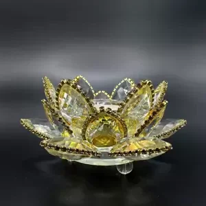 Krištáľové sklo - Svietnik lotosový kvet s minerálmi Basic, Žlutá