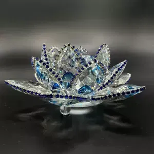 Krištáľové sklo s minerálmi - Lotosový kvet Exclusive, Modrá