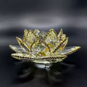 Krištáľové sklo s minerálmi - Lotosový kvet Exclusive, Žlutá