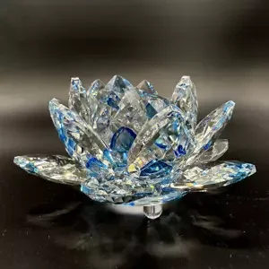 Krištáľové sklo - Lotosový kvet Premium, Modrá