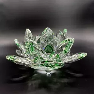 Krištáľové sklo - Lotosový kvet Premium, Zelená