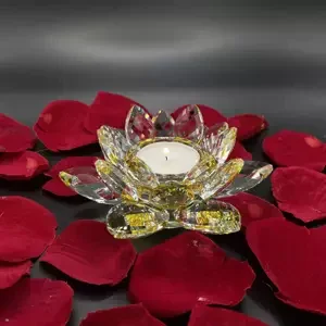 Krištáľové sklo - Svietnik lotosový kvet Exclusive, Žlutá