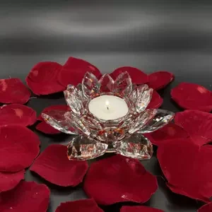 Krištáľové sklo - Svietnik lotosový kvet Exclusive, Červená