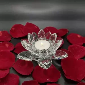 Krištáľové sklo - Svietnik lotosový kvet Exclusive, Bílá