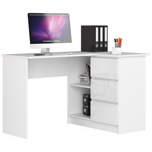 Moderný písací stôl HERRA124P, biely/biely lesk