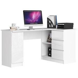 Moderný písací stôl SCYL155P, biely/biely lesk