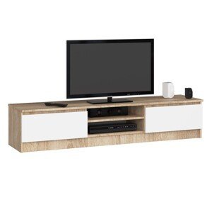 Dizajnový TV stolík ROMANA160, dub Sonoma / biely