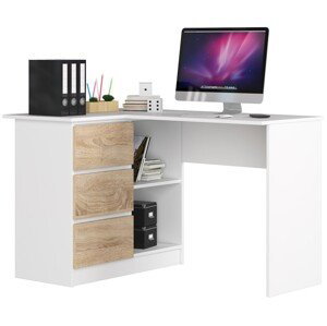 Moderný písací stôl HERRA124L, biely / dub Sonoma