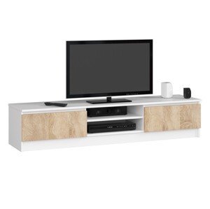 Dizajnový TV stolík ROMANA160, biely / dub Sonoma