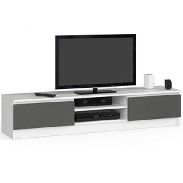 Dizajnový TV stolík ROMANA160, biely / grafit