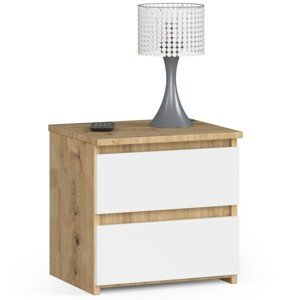 Dizajnový nočný stolík CALIN40, dub Artisan / biely