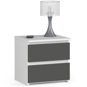 Dizajnový nočný stolík CALIN40, biely / grafit