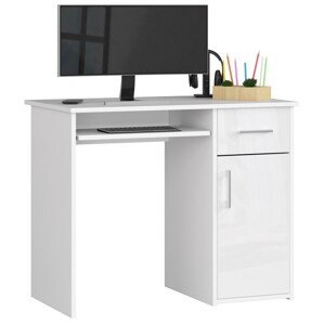 Dizajnový písací stôl MELANIA90, biely / biely lesk