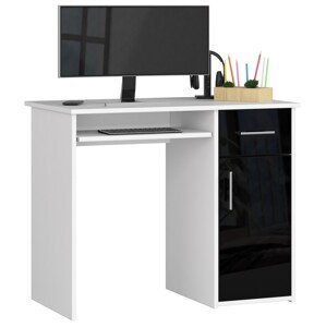 Dizajnový písací stôl MELANIA90, biely / čierny lesk