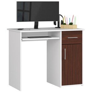 Dizajnový písací stôl MELANIA90, biely / wenge