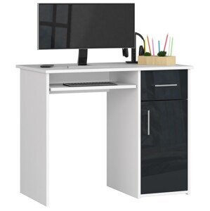 Moderný písací stôl MELANIA90, biely/grafitový lesk