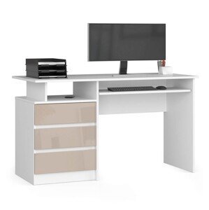 Moderný písací stôl PEPA135, biely / capuccino lesk