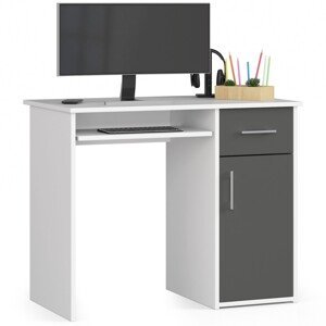 Moderný písací stôl MELANIA90, biely / šedý