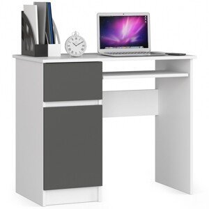 Dizajnový písací stôl PIXEL90L, biela / grafit