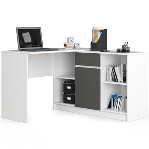 Dizajnový písací stôl CASPER, biely / grafit