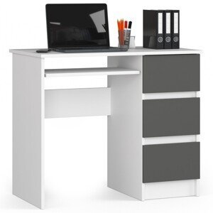 Moderný písací stôl PEGAS90P, biela / grafit