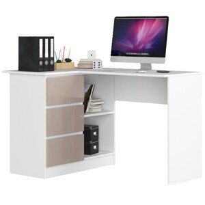Moderný písací stôl HERRA124L, biely / capuccino lesk