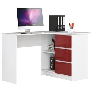 Moderný písací stôl HERRA124P, biely / červený lesk