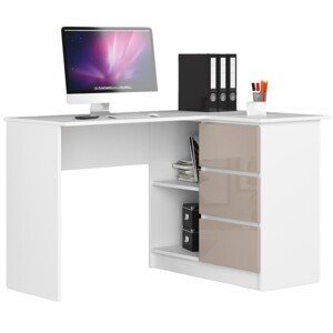 Moderný písací stôl HERRA124P, biely / capuccino lesk
