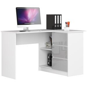 Moderný písací stôl HERRA124P, biely / metalický lesk